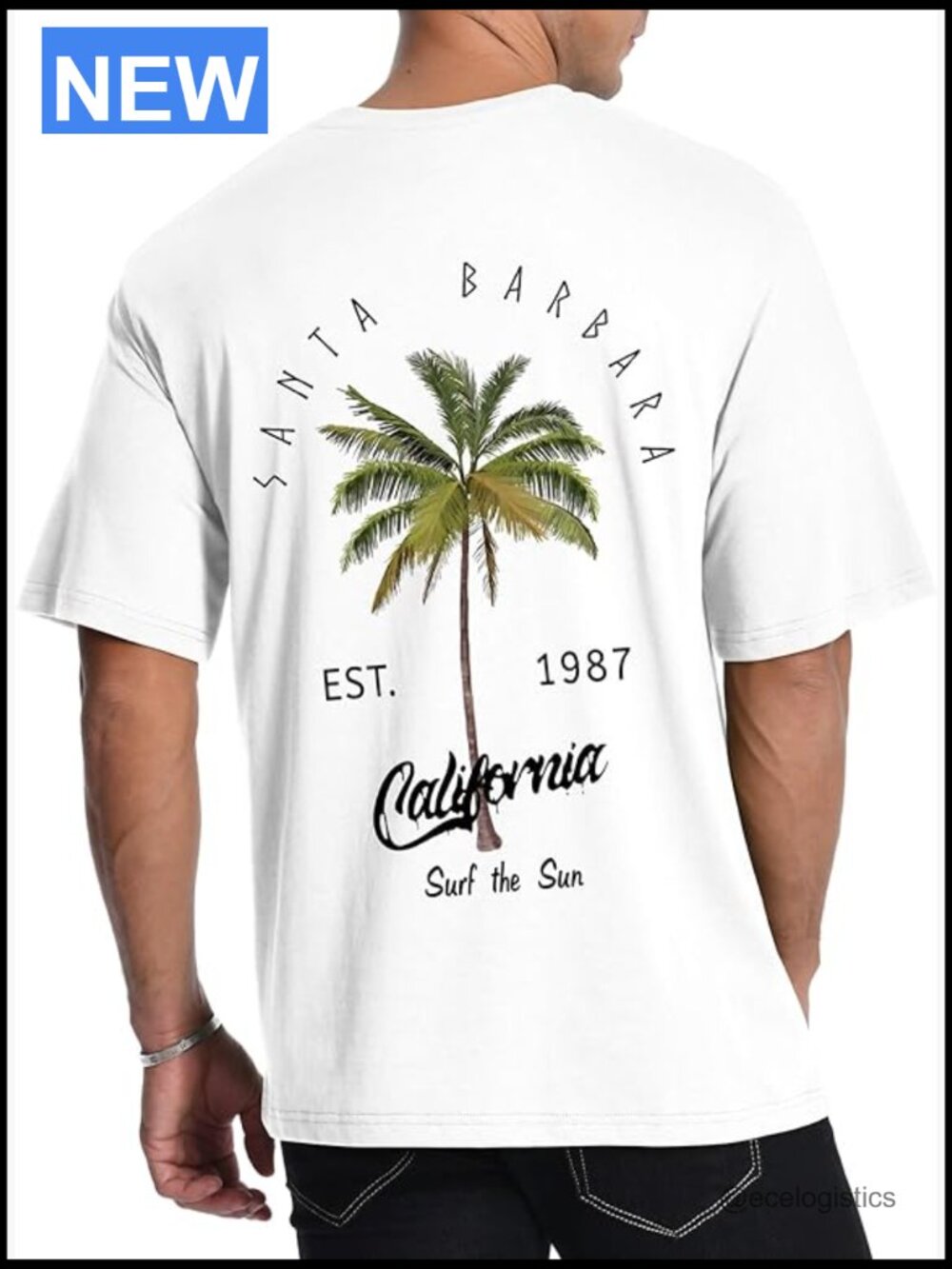 Men's Cotton Graphic T-Shirt Palm Tree Short Sleeve Crewneck